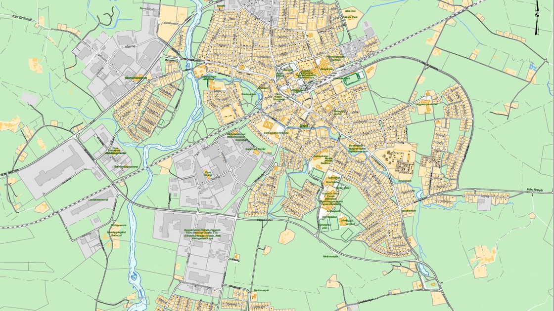 Karta över Tibro tätort