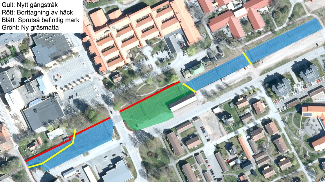 Karta som visar vilka delar av stationsområdet kommer att åtgärdas under 2024.