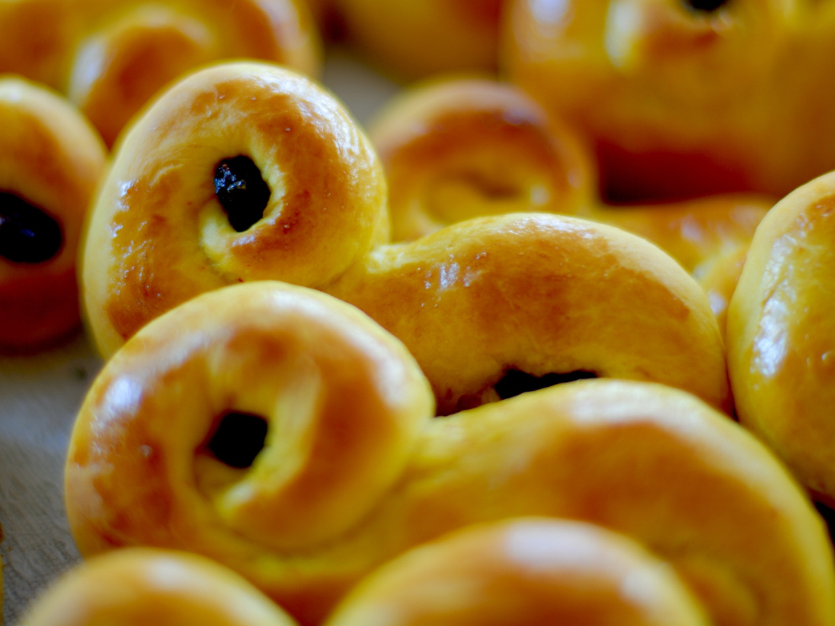 Lussebullar.