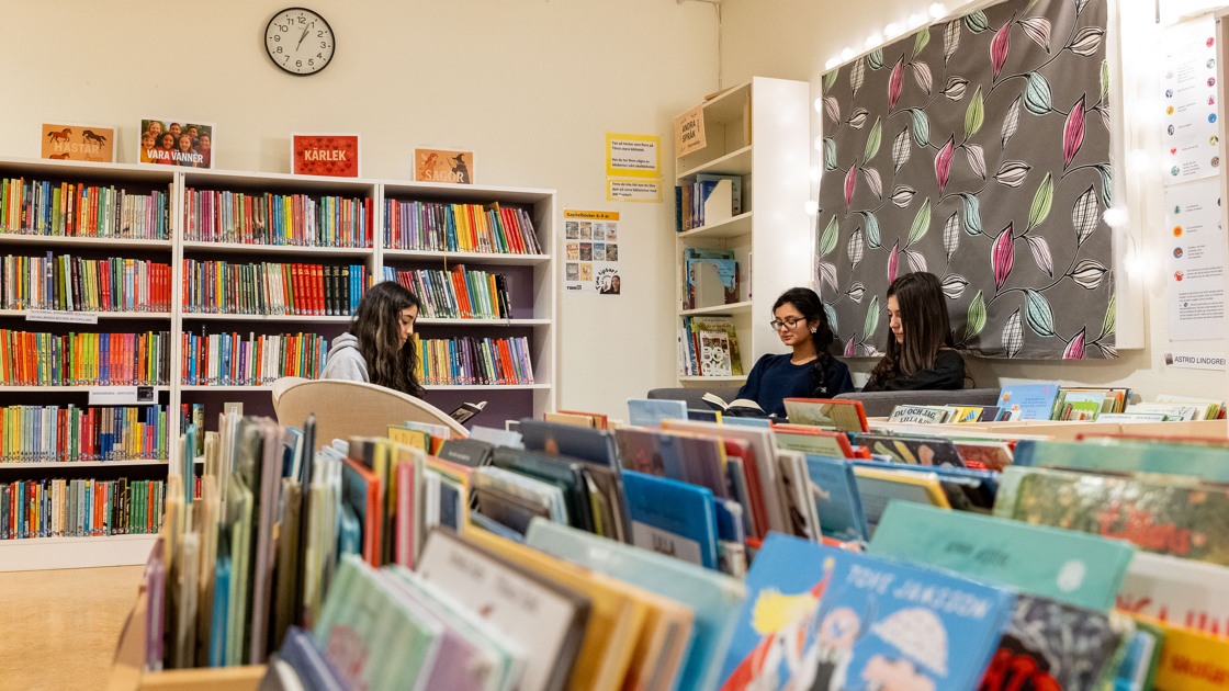 Bibliotekshäng på Häggetorpsskolan.