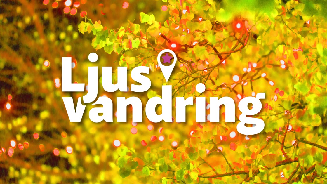 En gul bild på höstlöv med texten Ljusvandring på. 
