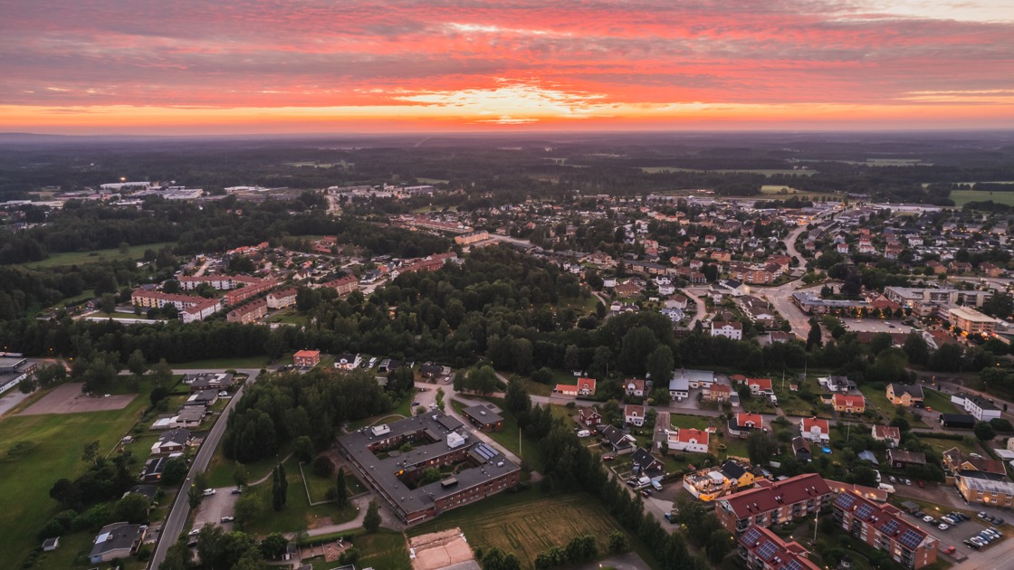 Solnedgång över Tibro.