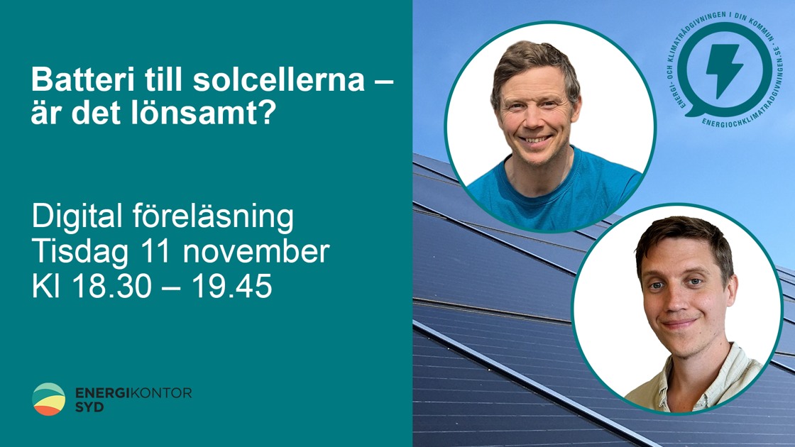 Bild på två föreläsare till webbinarium om batteri till solceller.