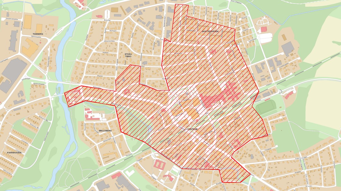 Karta över vilket område som påverkas av en fjärrvärmeavstängning 8 september.