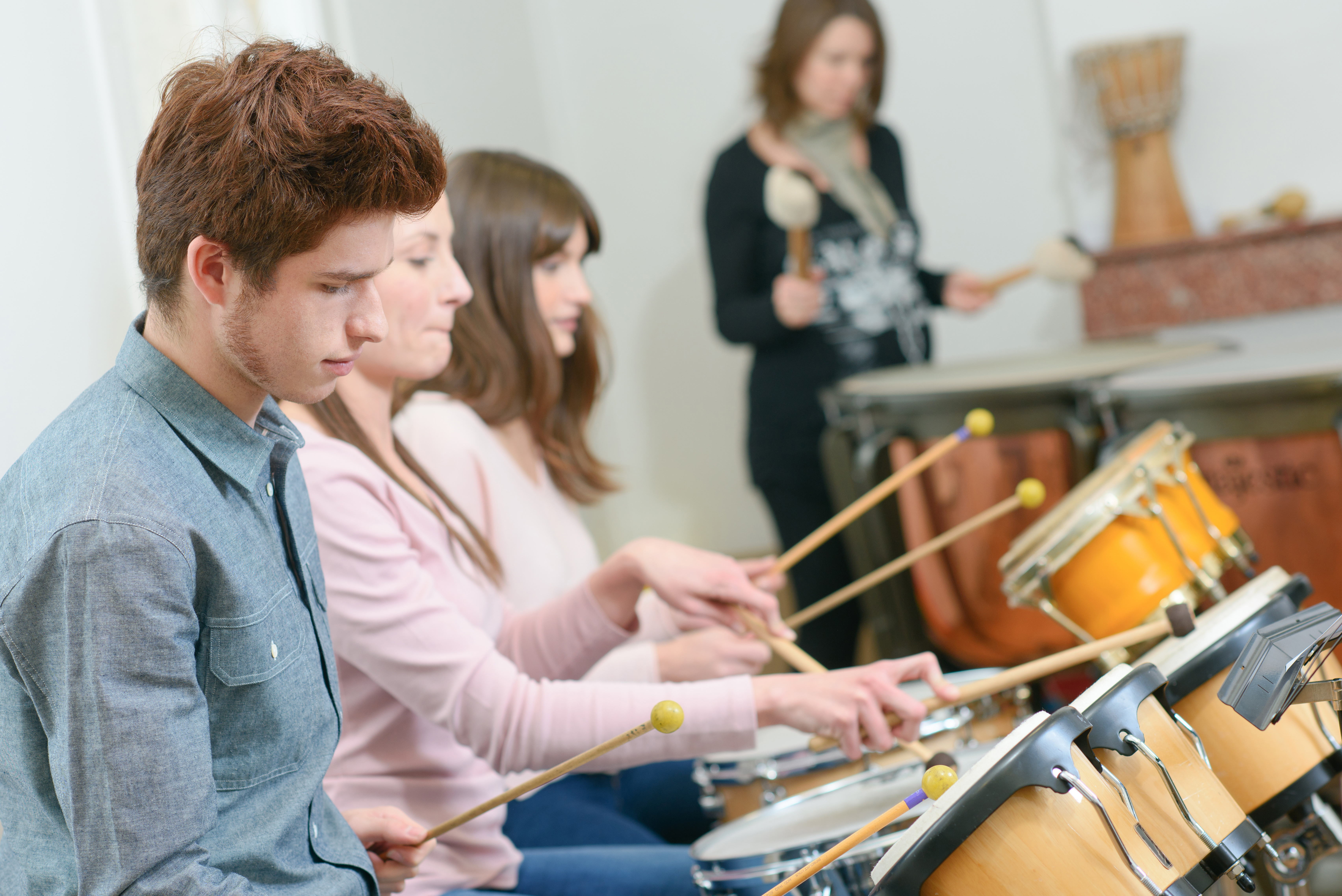 young people during percussion performance