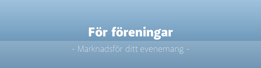 Blåtonad bakgrund med texten "För föreningar - Marknadsför ditt evenemang" i vitt.