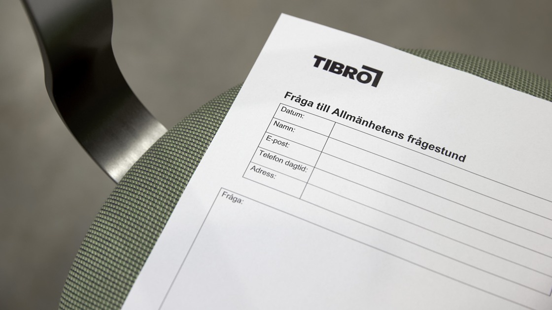 Bild på blankett för Allmänhetens frågestund