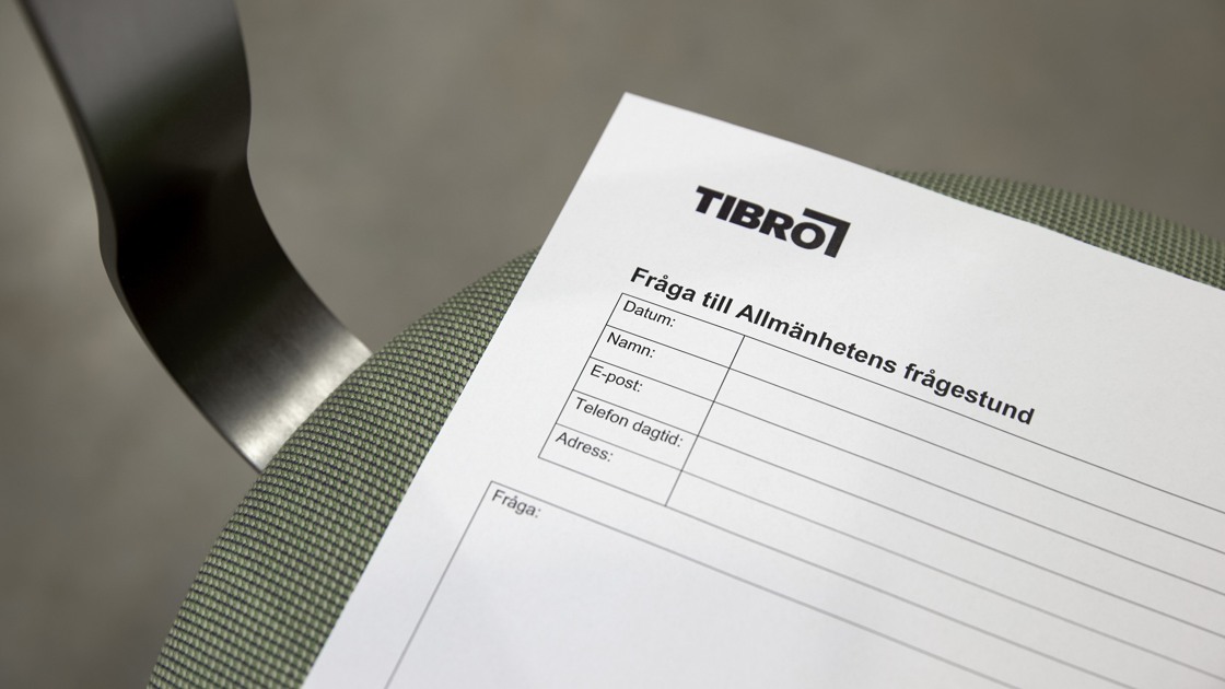 Bild på blankett för Allmänhetens frågestund