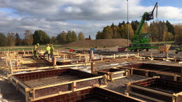 Anläggning av bottenplattan till Baggeboskolan september-oktober 2018.