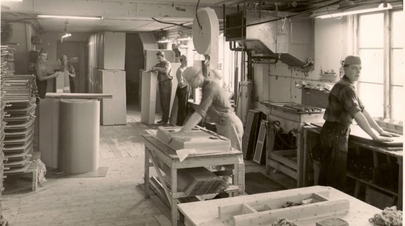 Interiörbild från Alberts Industrier 1958.