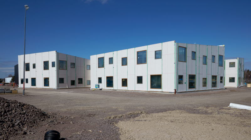 Byggnation av Baggeboskolan april 2019.